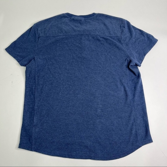 MARC ANTHONY Navy Blue Textured 1/4 Button Down Casual Dressy Office T-Shirt Top - Picture 3 of 6